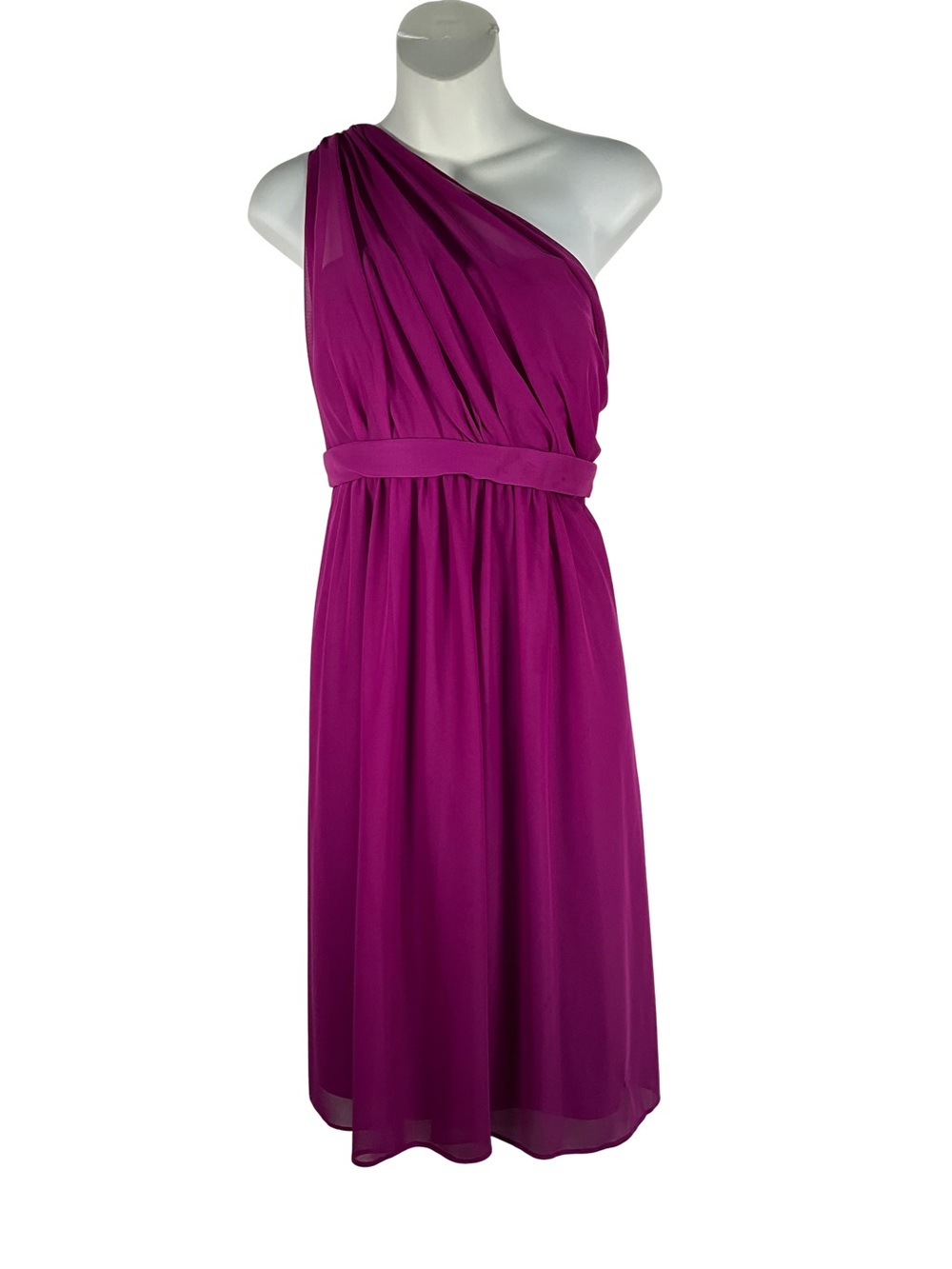 David's Bridal Dress Size 18 Fuchsia One-Shoulder Midi Dress